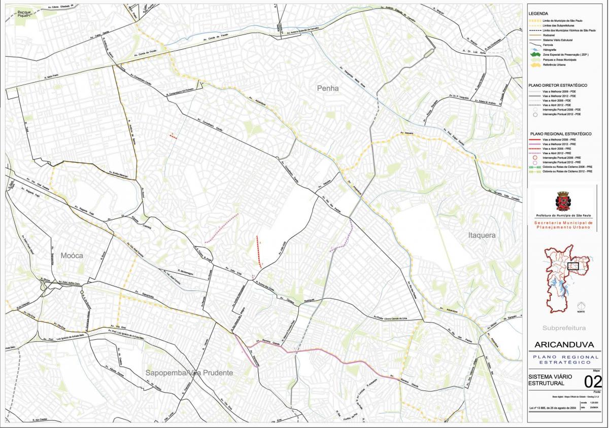Karte Aricanduva-Vila Formosa Sao Paulo - Ceļi