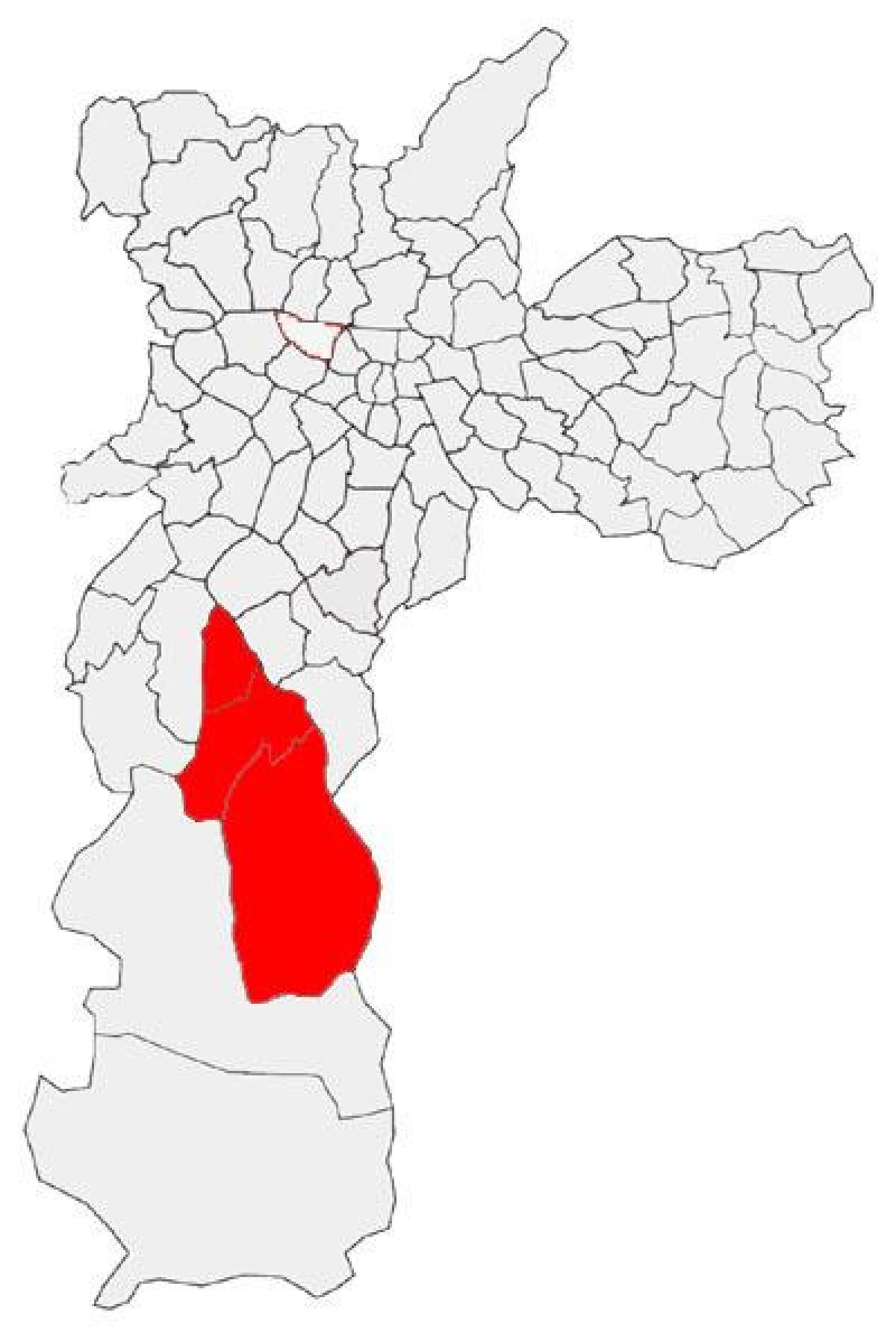 Karte Capela do Socorro sub-prefektūrā Sao Paulo