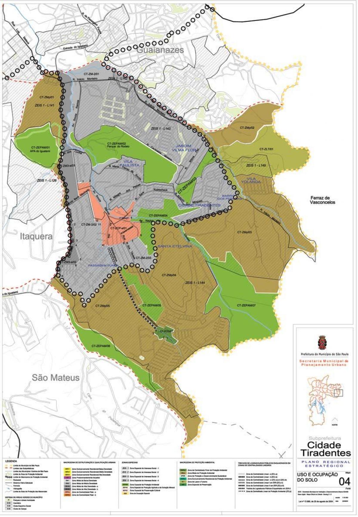 Karte Cidade Tiradentes Sao Paulo - Nodarbošanās augsnes