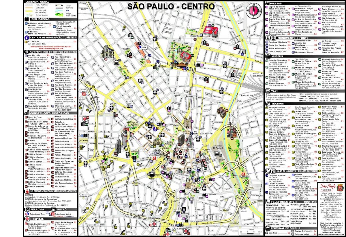 Karte no pilsētas centra Sao Paulo