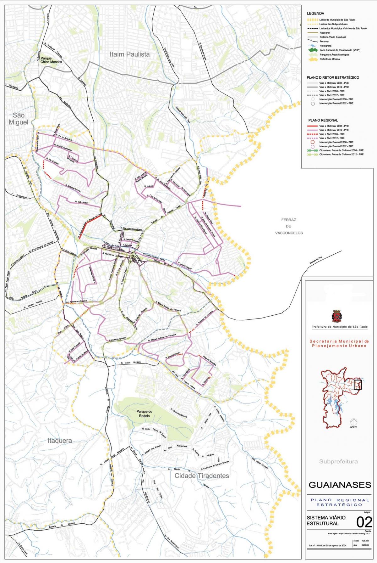 Karte Guaianases Sao Paulo - Ceļi