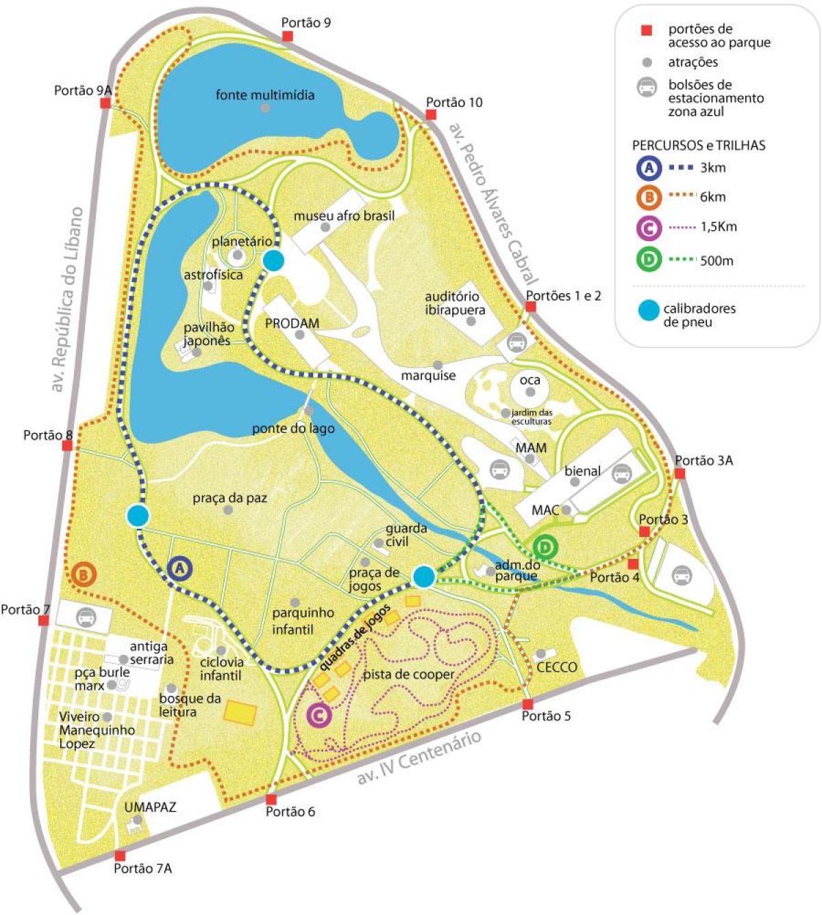 Karte Ibirapuera parks