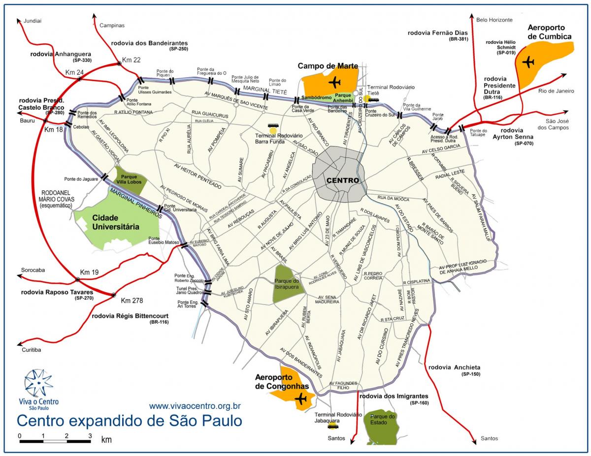 Karte liela centrs Sao Paulo