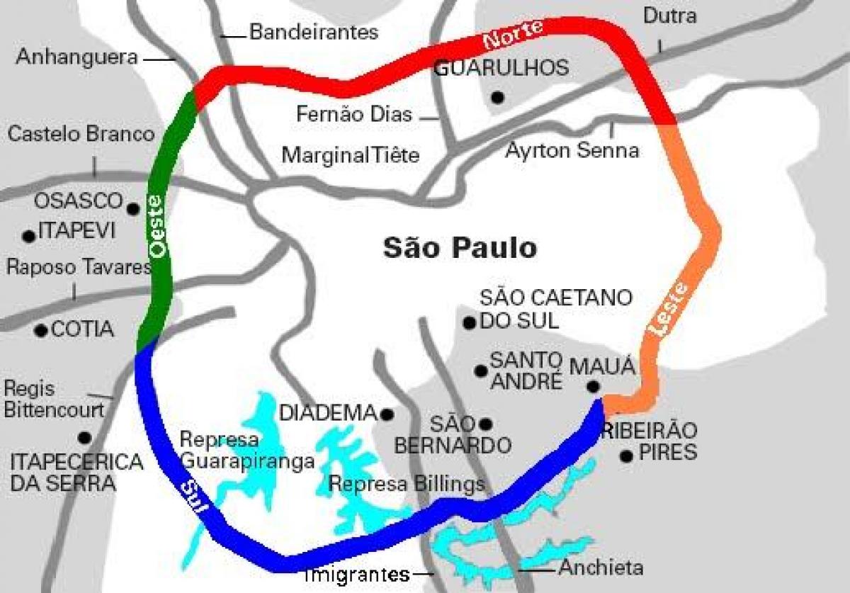Karte Mário Covas šosejas - SP 21