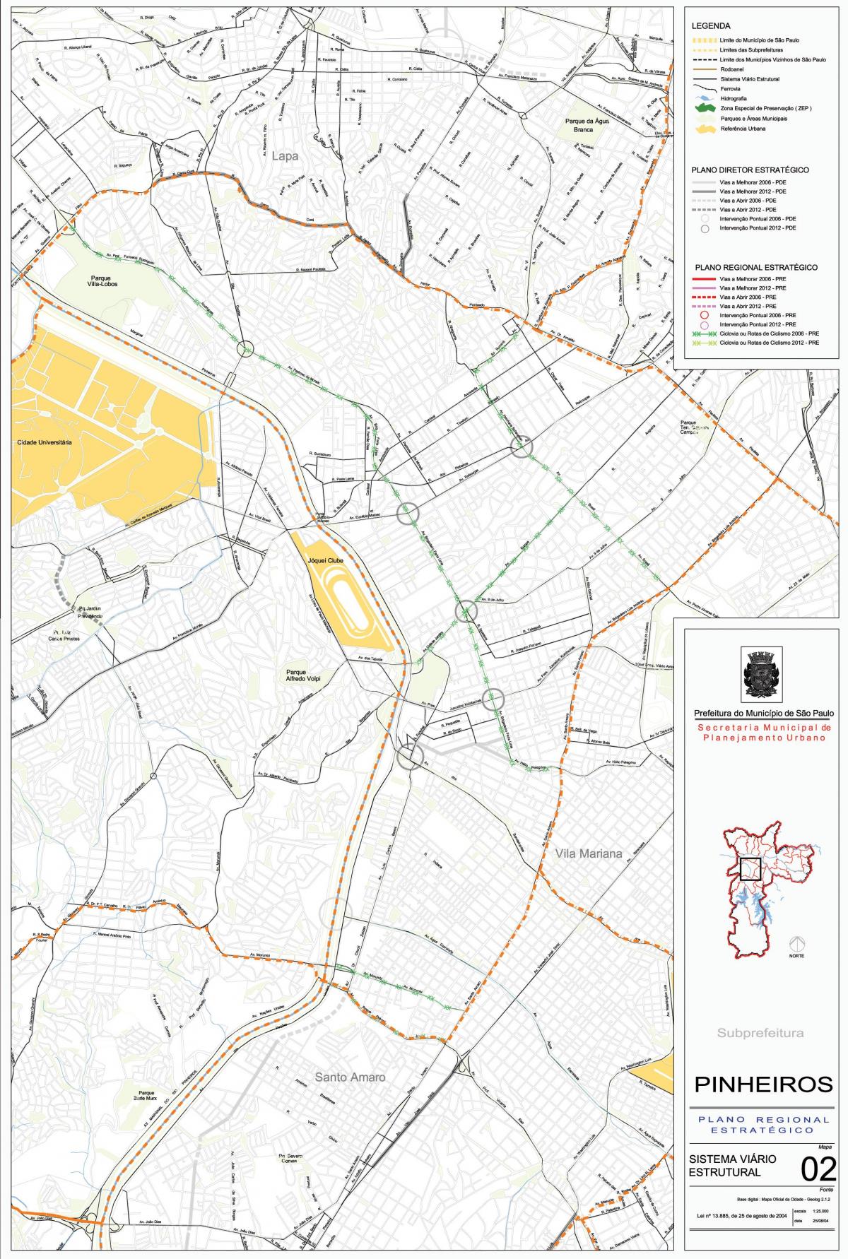 Karte São Paulo Pinheiros - Ceļi