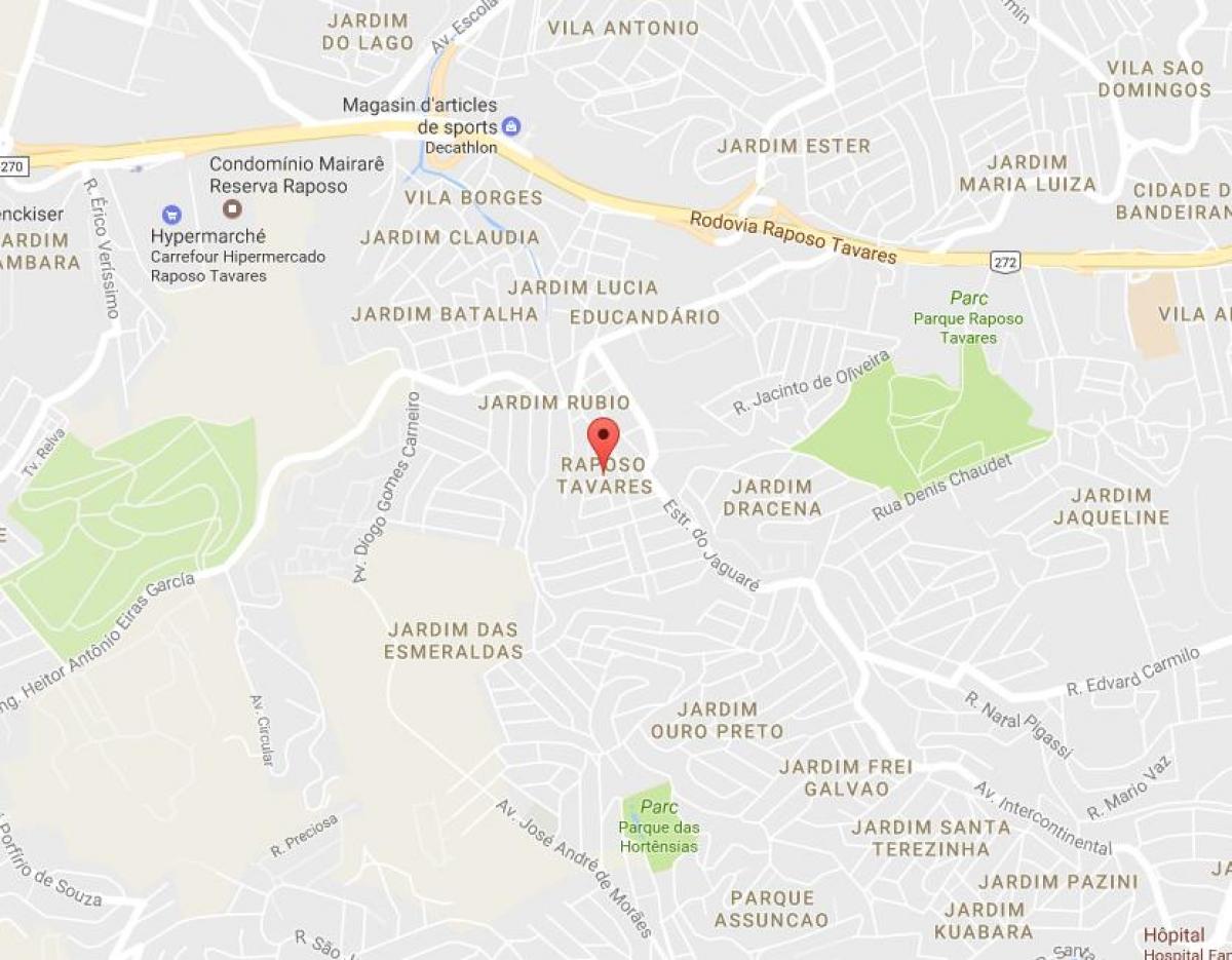 Karte Raposo Tavares Sao Paulo