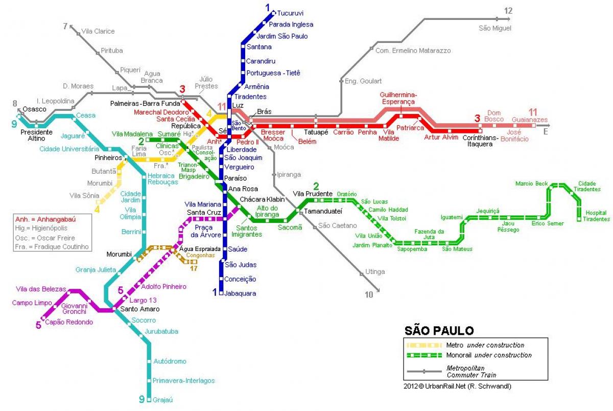 Karte São Paulo viensliežu