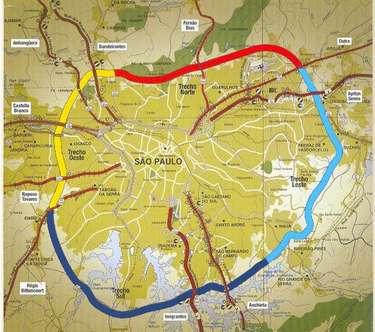Karte São Paulo apvedceļam