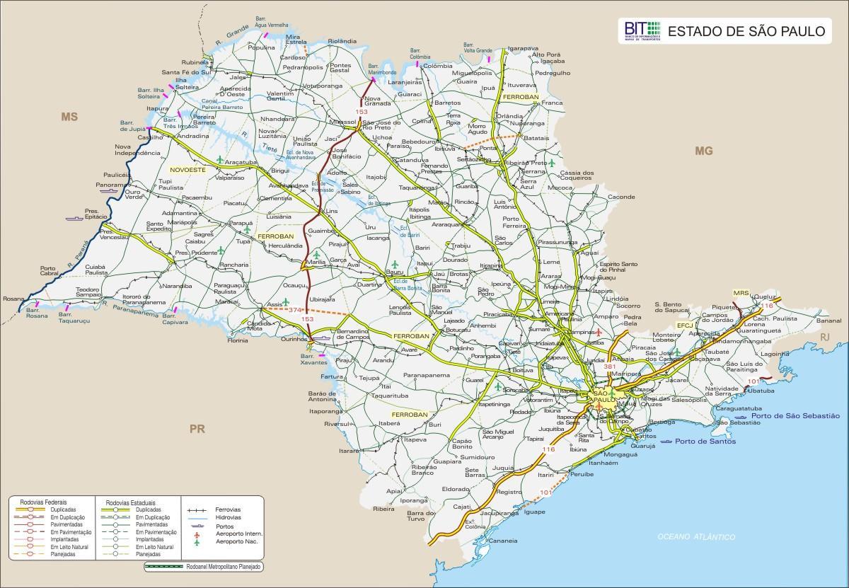 Karte sanpaulu Valsts autoceļiem