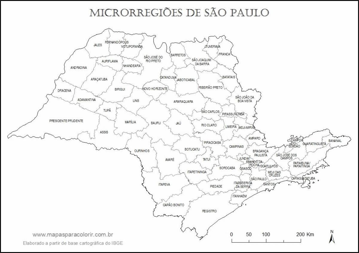 Karte São Paulo virgin -, mikro-un reģionos