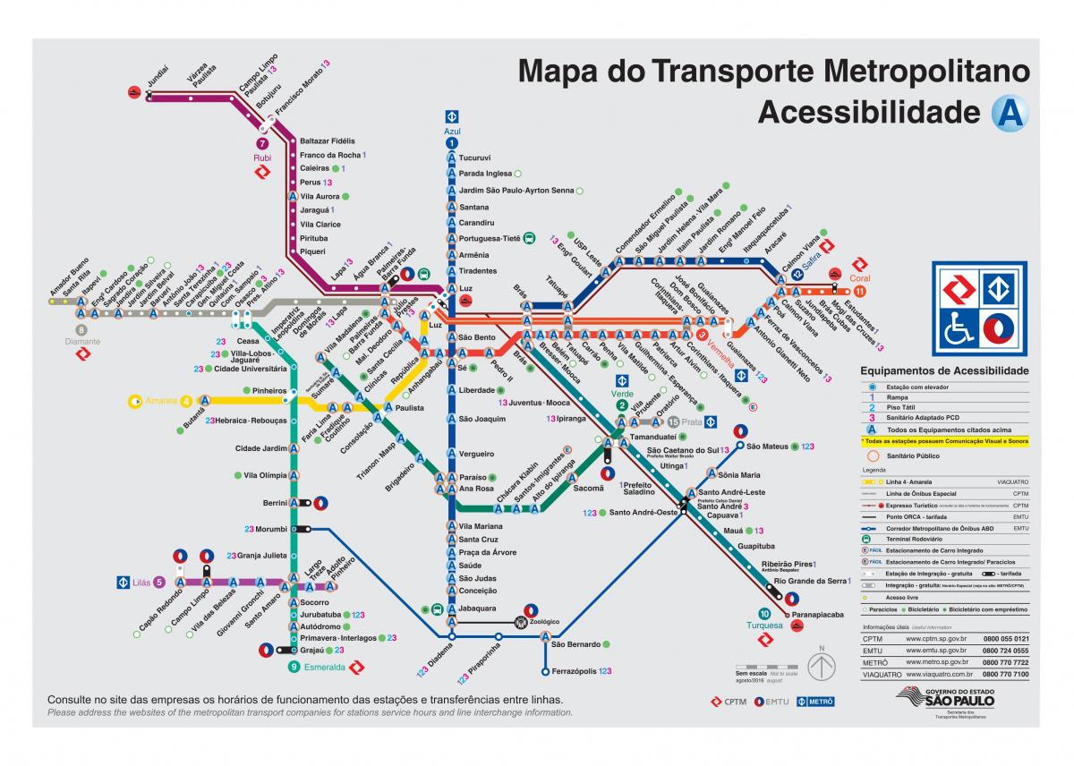 Karte transporta Sao Paulo - invalīdiem
