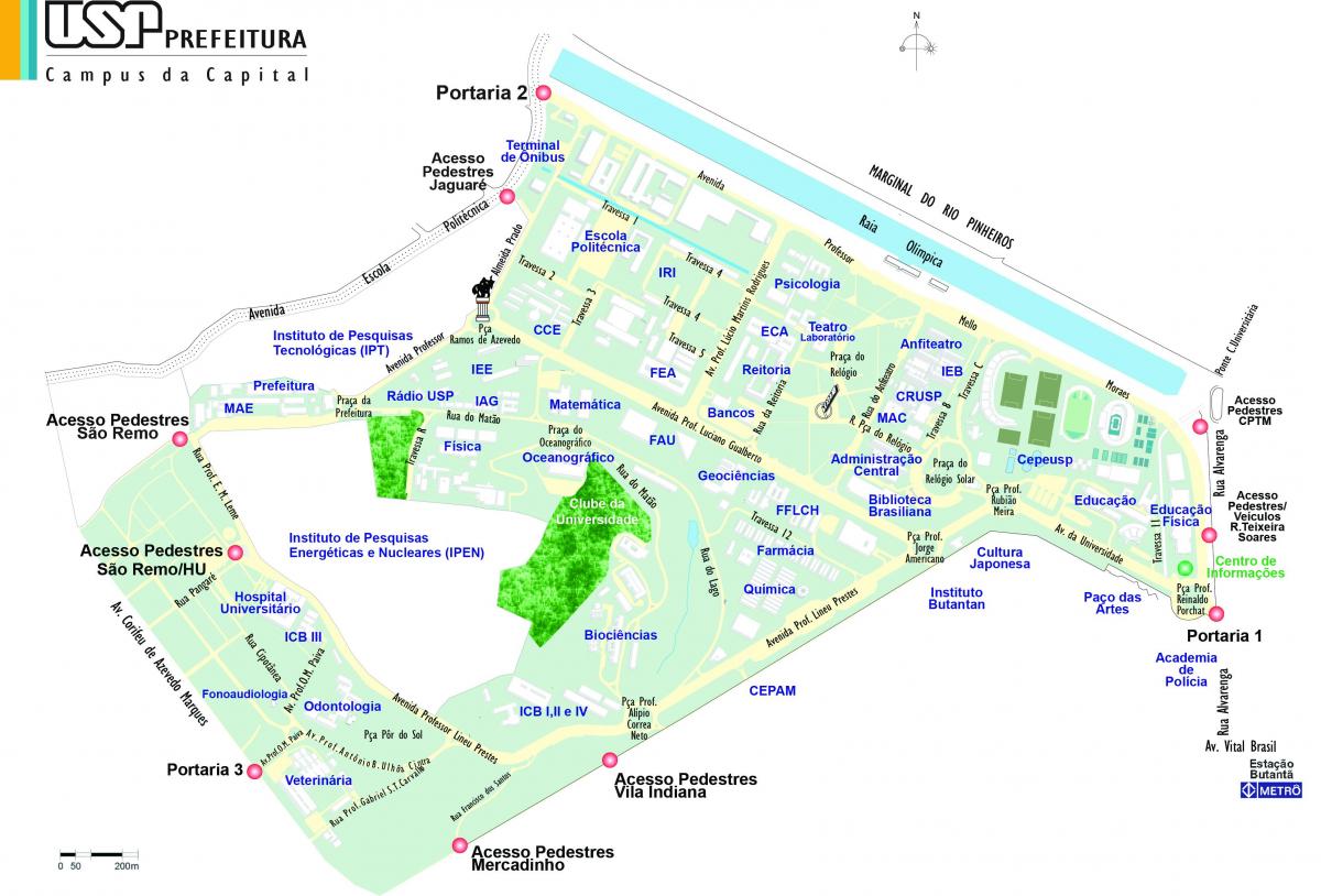 Karte universitātes Sao Paulo - USP