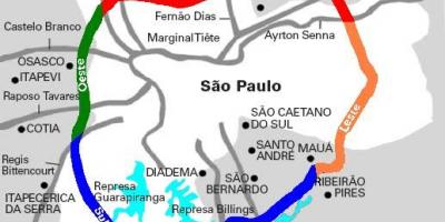 Karte Mário Covas šosejas - SP 21