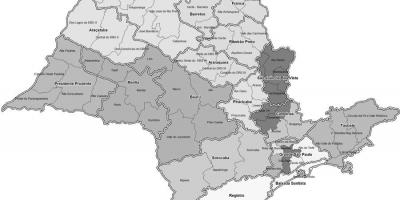 Karte São Paulo melns un balts