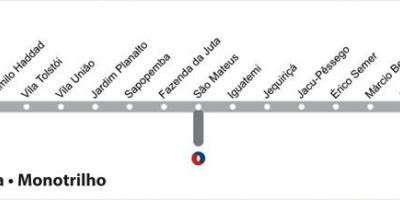 Karte São Paulo viensliežu Līnijas 15 - Sudraba