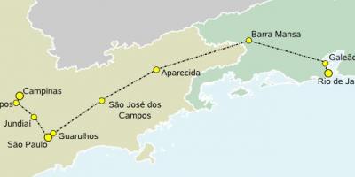 Karte ātrgaitas vilcienu Sao Paulo