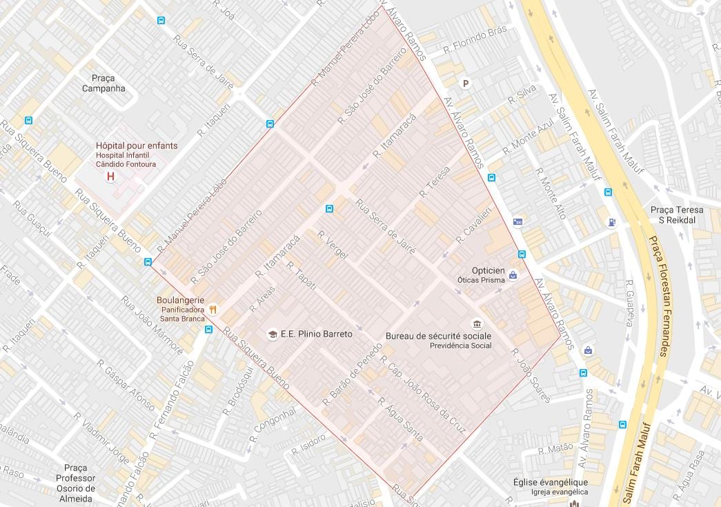Karte Água Rasa Sao Paulo