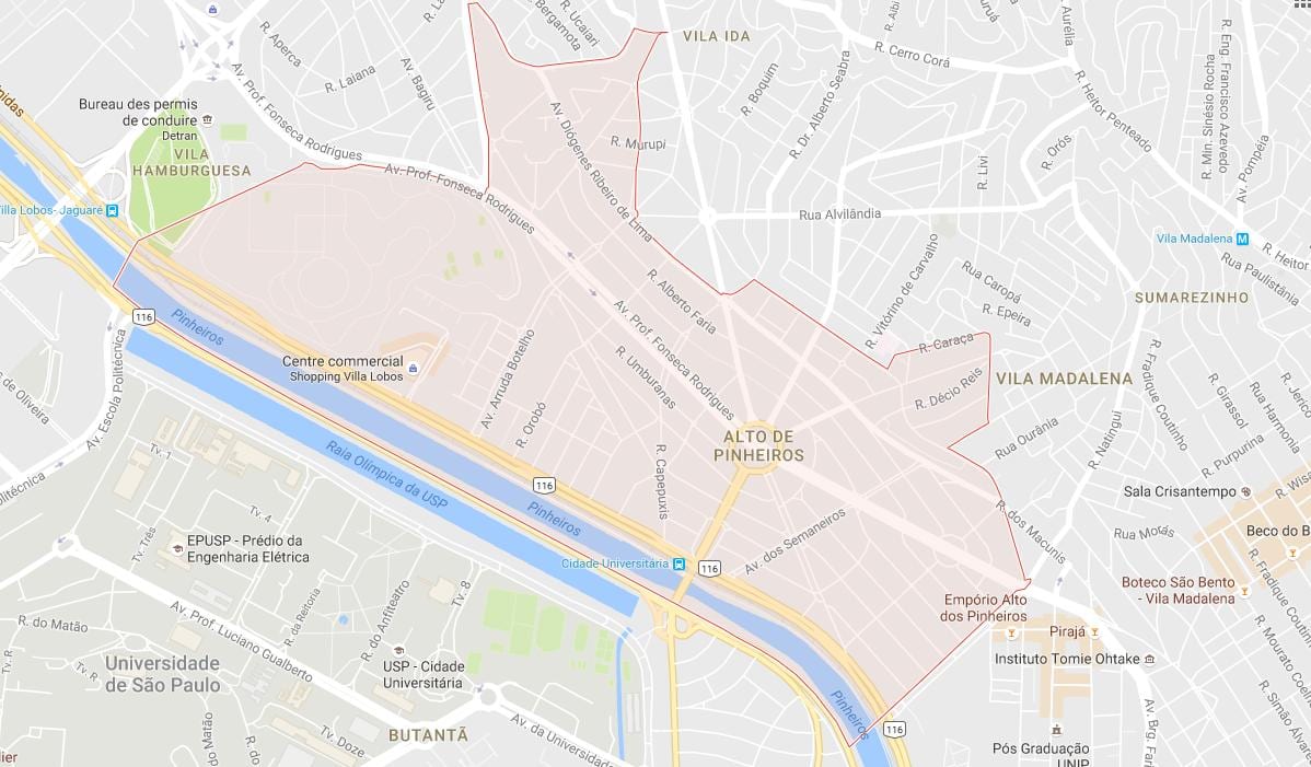 Karte Alto de Pinheiros Sao Paulo