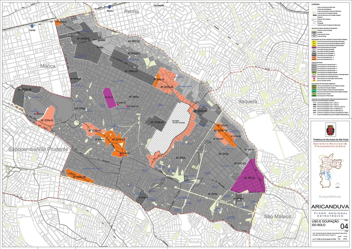 Karte Aricanduva-Vila Formosa Sao Paulo - Nodarbošanās augsnes