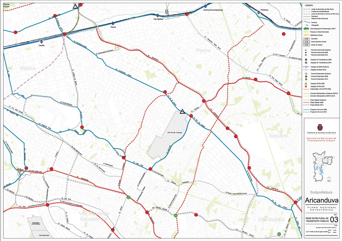 Karte Aricanduva-Vila Formosa Sao Paulo - Sabiedriskais transports