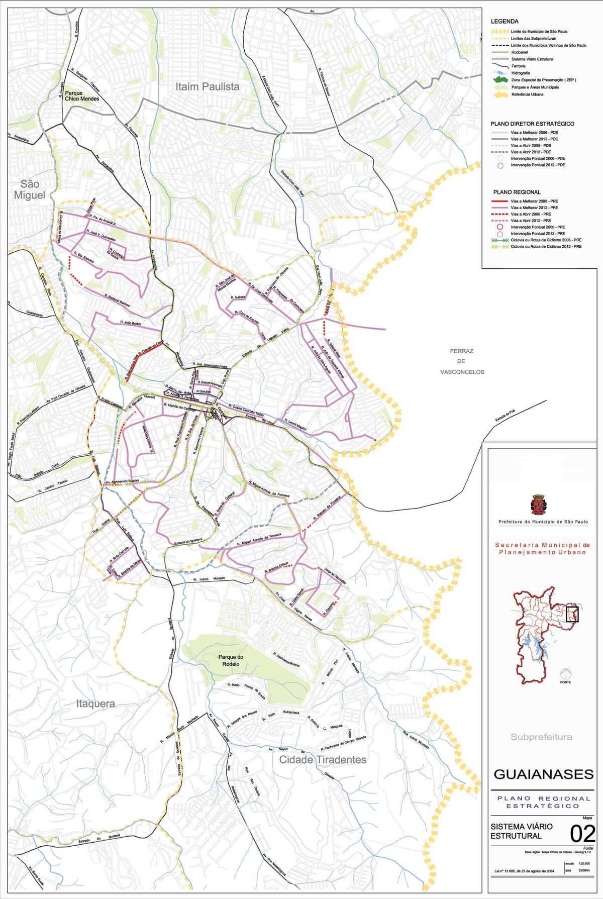 Karte Guaianases Sao Paulo - Ceļi