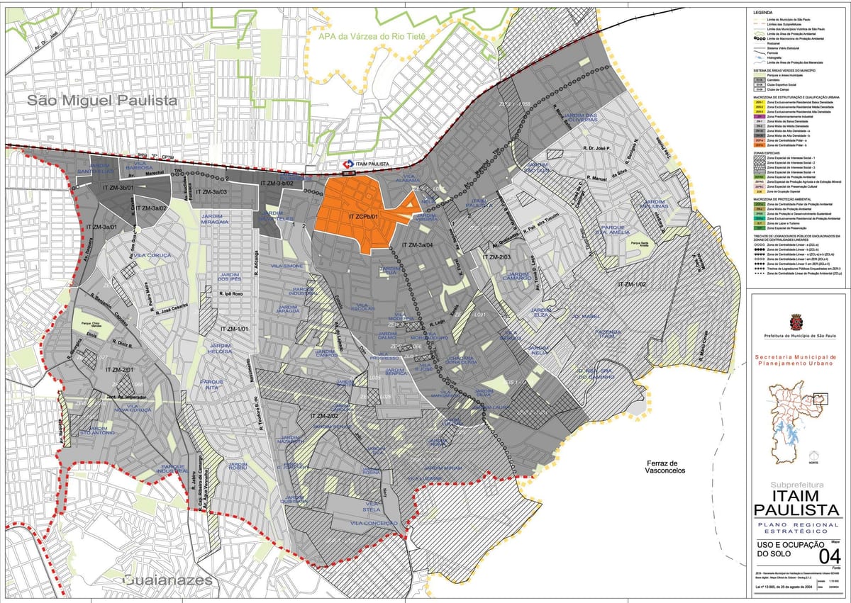 Karte Itaim Paulista - Vila Curuçá Sao Paulo - Nodarbošanās augsnes