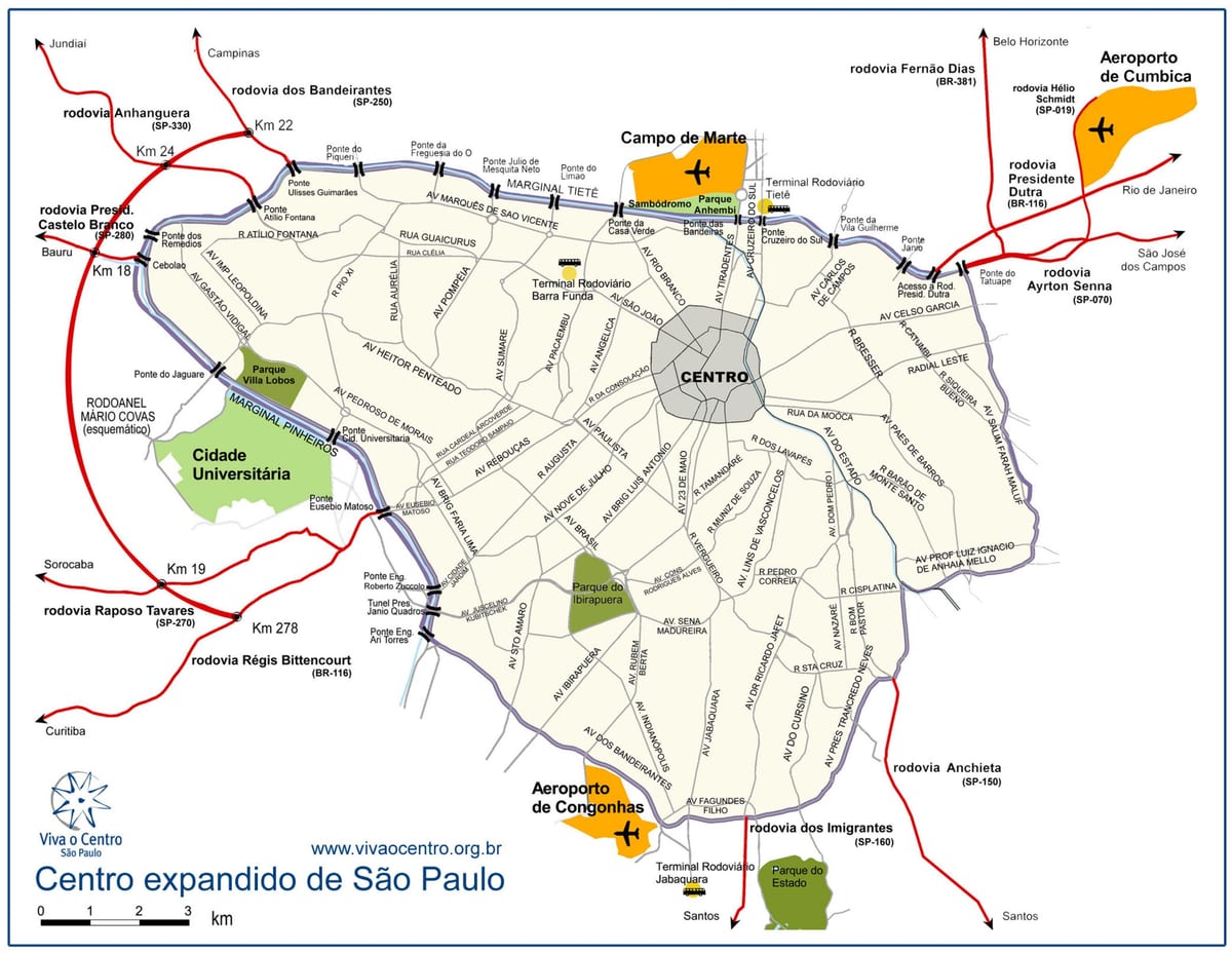 Karte liela centrs Sao Paulo