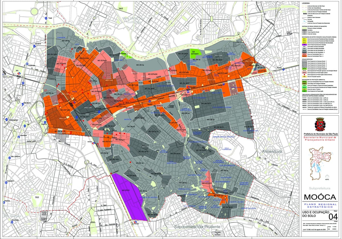 Karte Mooca Sao Paulo - Nodarbošanās augsnes