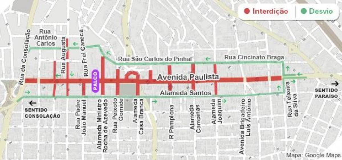 Karte Paulista avenue Sao Paulo