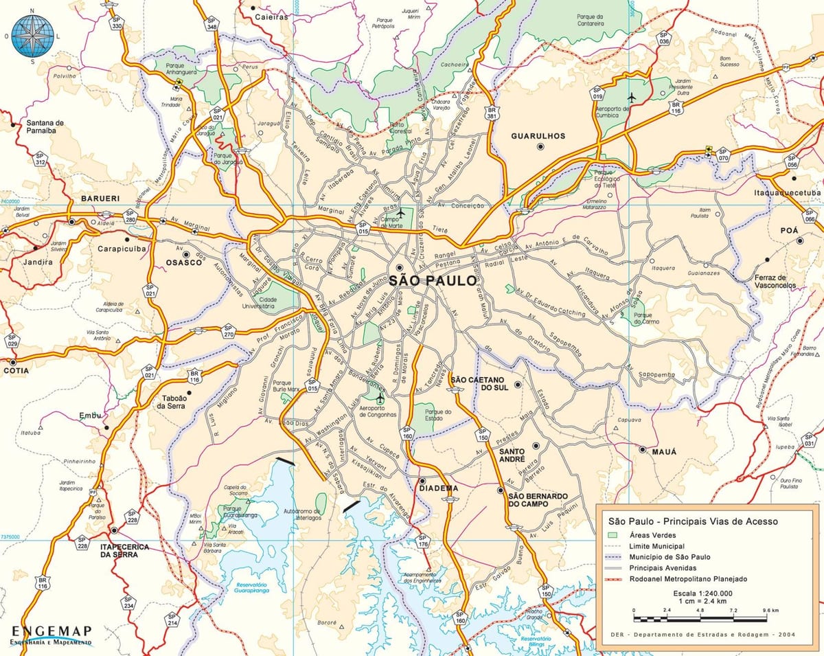 Kartes piekļuves ceļiem Sao Paulo