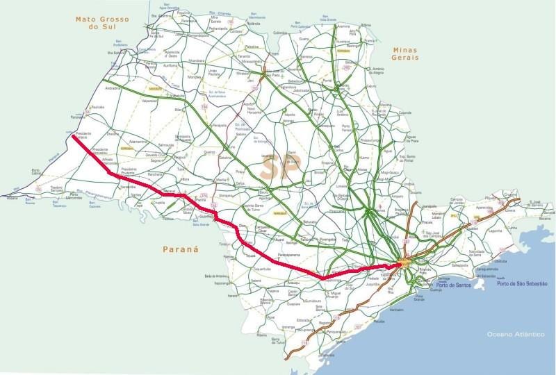 Karte Raposo Tavares šosejas - SP 270