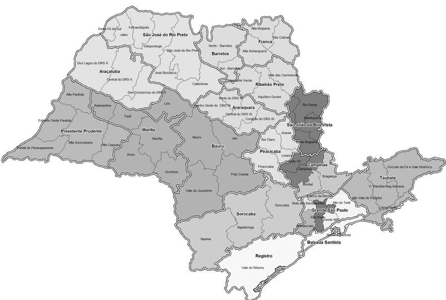 Karte São Paulo melns un balts