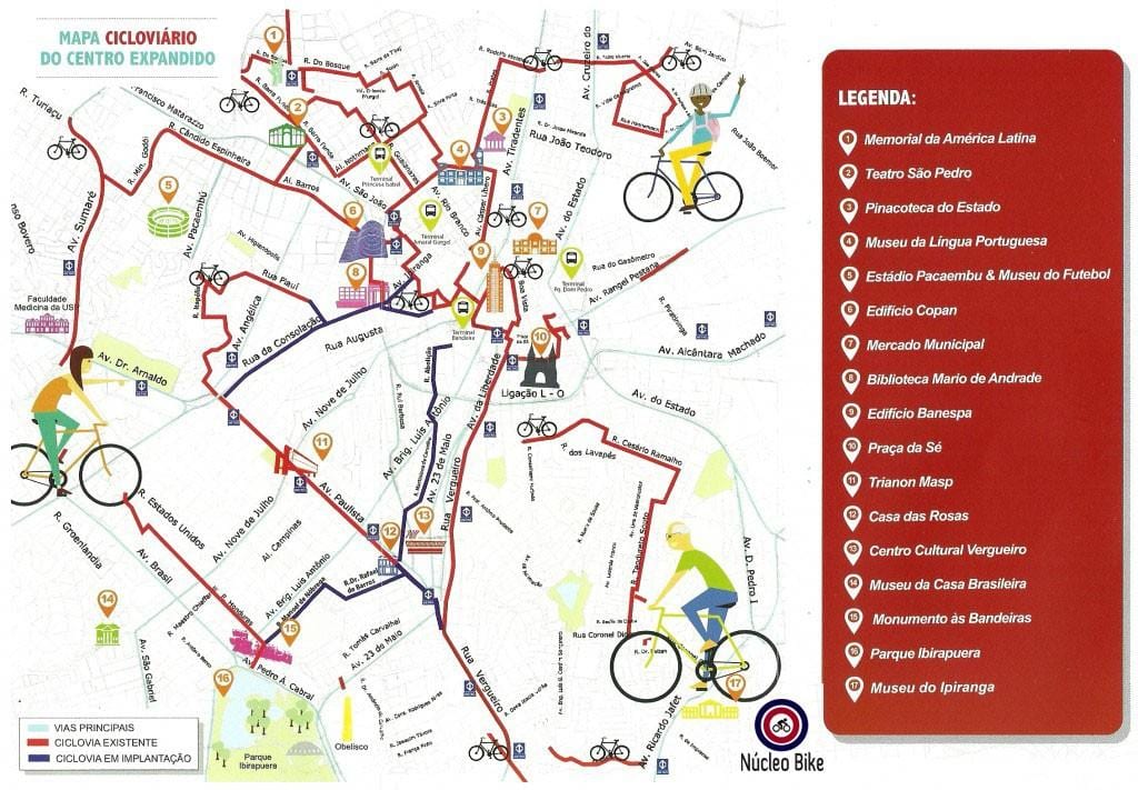 Karte sanpaulu, velosipēdu ceļu