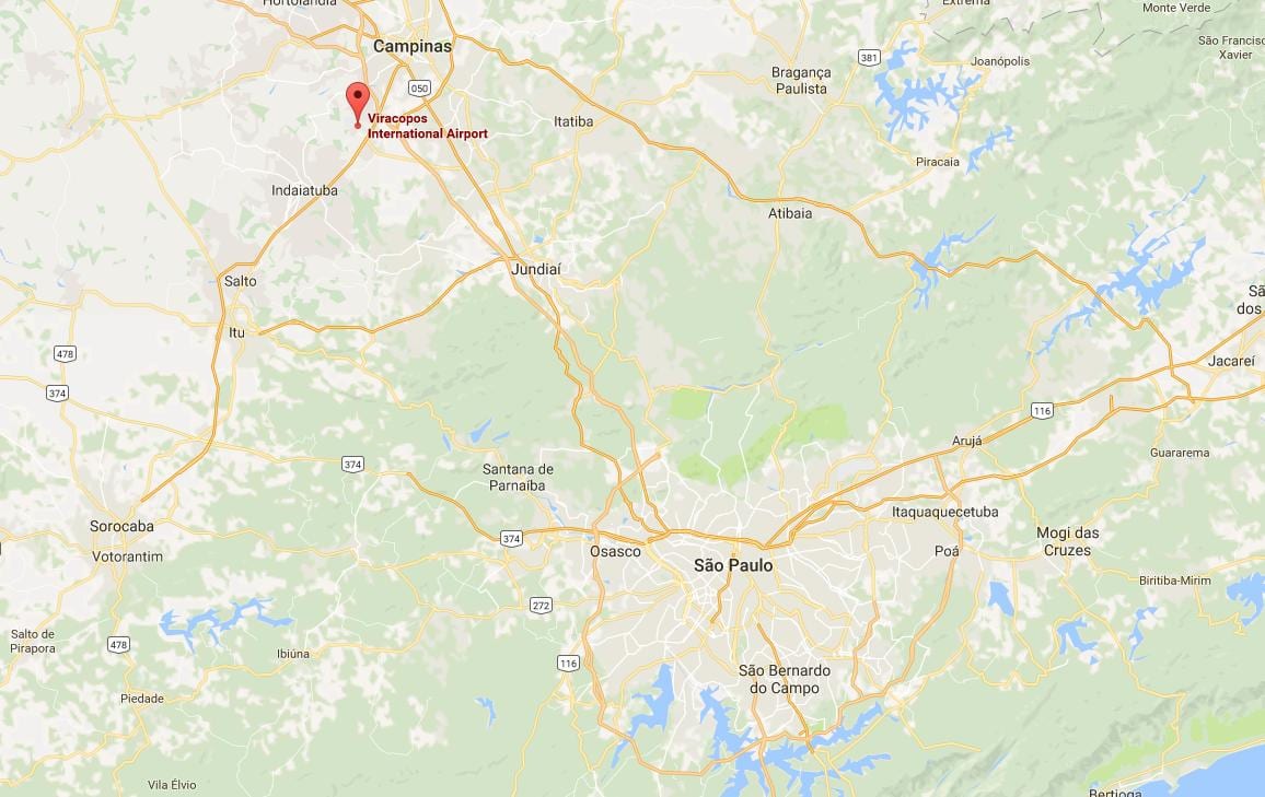 Karte starptautiskā lidosta Kampinas