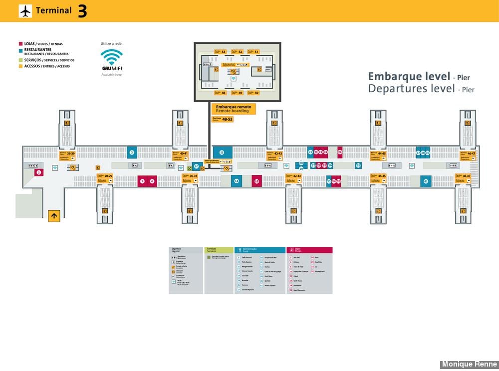 Karte starptautiskā lidosta Sao Paulo-Guarulhos - Terminal 3