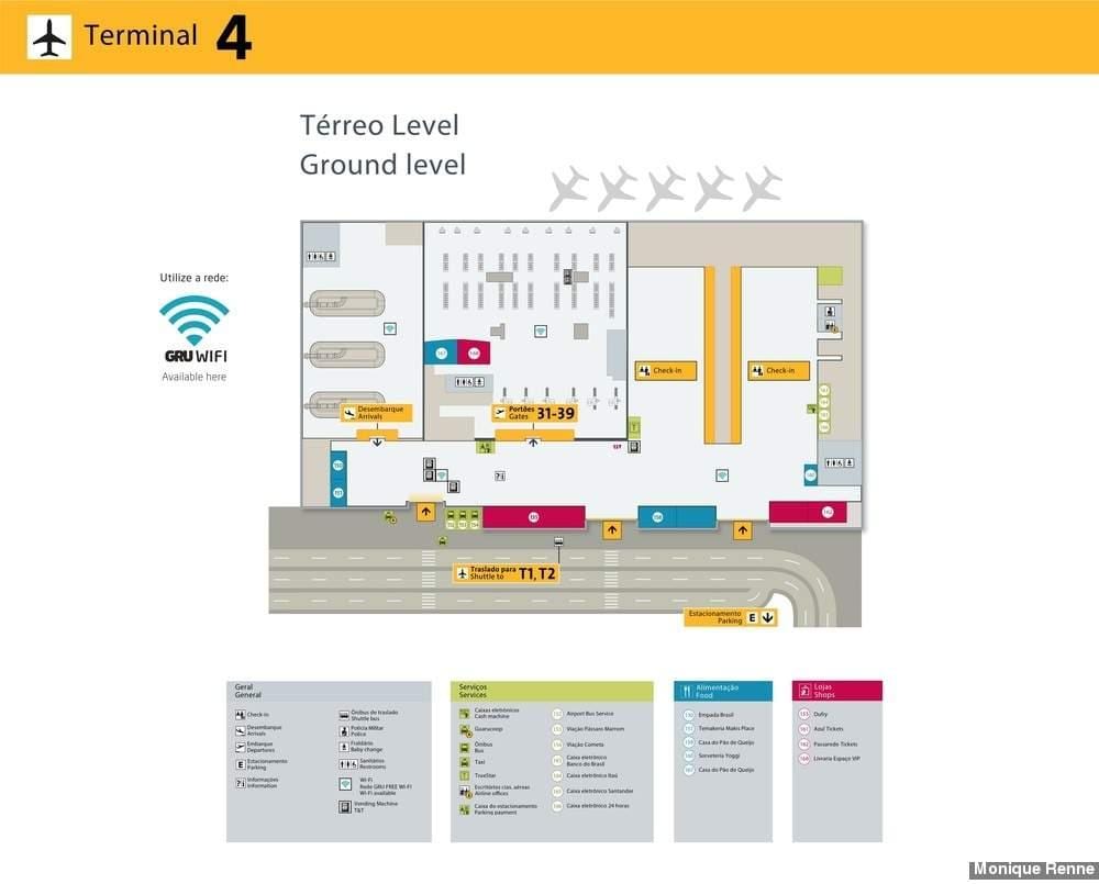 Karte starptautiskā lidosta Sao Paulo-Guarulhos - Terminal 4