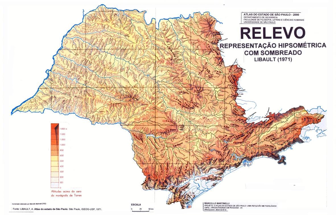 Karte topogrāfiskās Sao Paulo