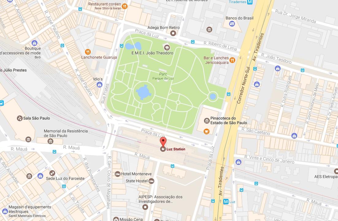 Karte vilcienu stacija, la Luz Sao Paulo