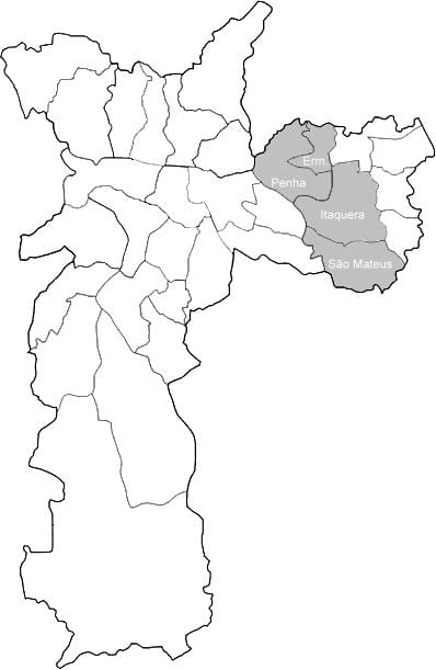 Karte zonā Leste 1 Sao Paulo