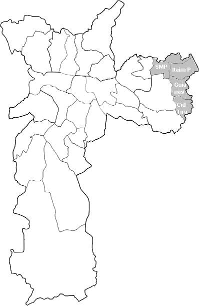 Karte zonā Leste 2 Sao Paulo