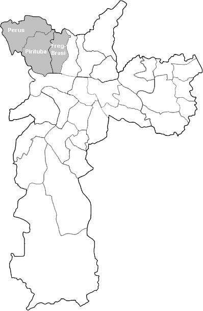 Karte zonā Noroeste Sao Paulo