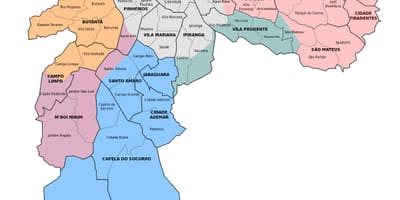 Karte administratīvā zona Sao Paulo