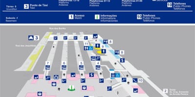 Karte, autobusu terminālu Jabaquara - augšējā stāvā