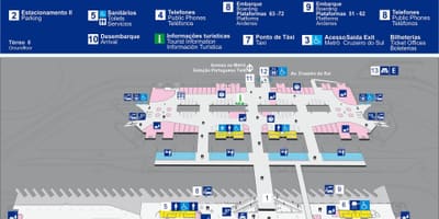 Karte, autobusu terminālu Tietê - augšējā stāvā