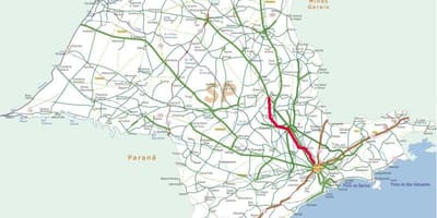 Karte Bandeirantes šosejas - SP 348