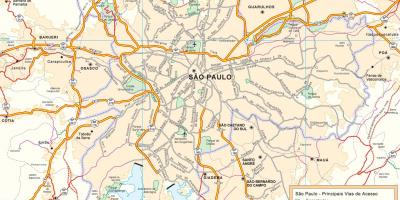 Kartes piekļuves ceļiem Sao Paulo