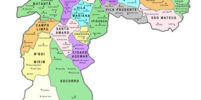 Karte sub-prefektūras Sao Paulo